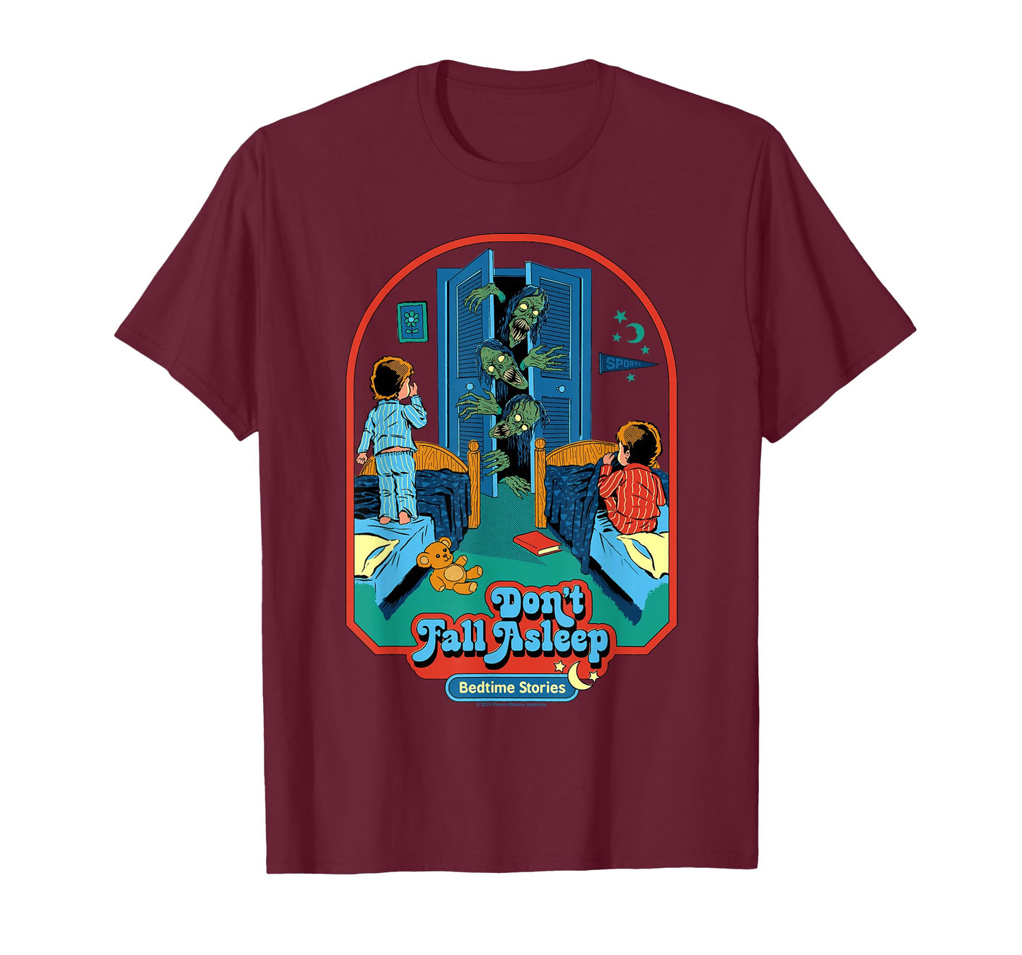 Don't Fall Asleep Monsters Retro Vintage Funny Adult Humor T-Shirt