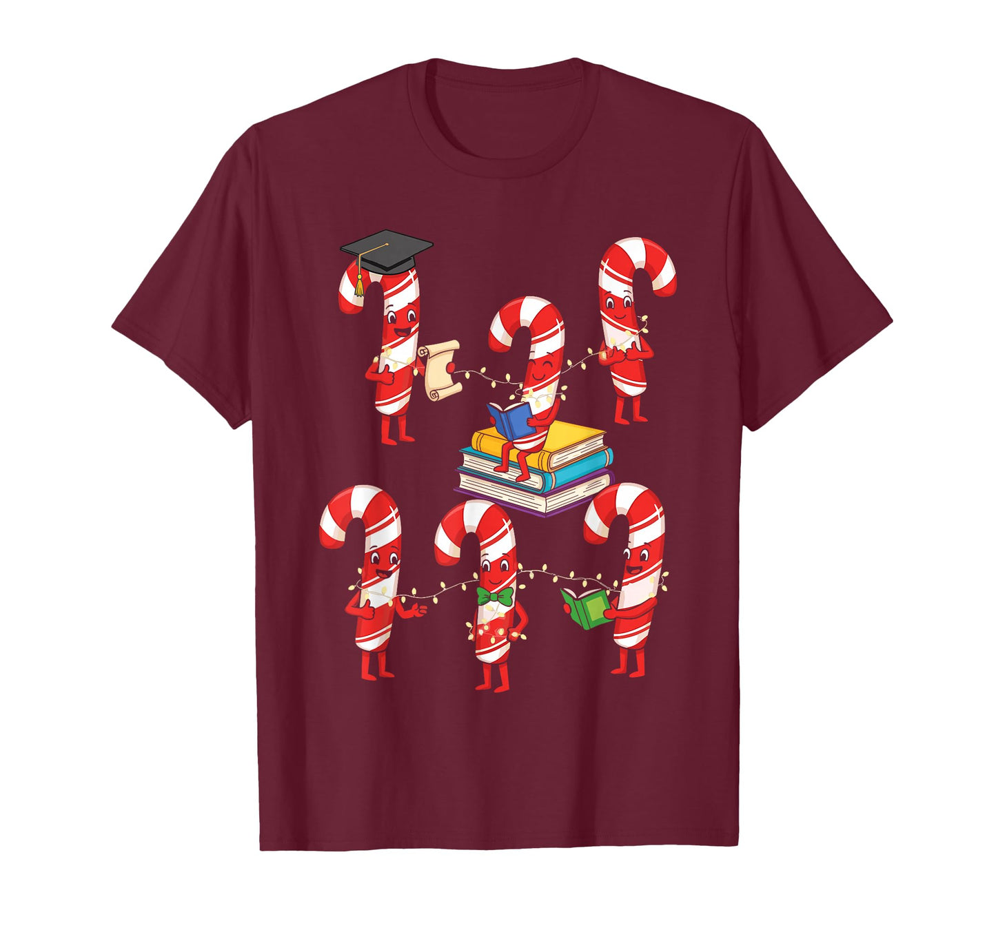 Bookmas Christmas Books Shirt, Candy Cane Bookworm T-Shirt