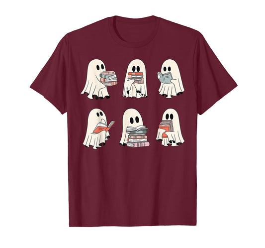 Ghost Reading Teacher Halloween Costume Librarian Book Lover T-Shirt