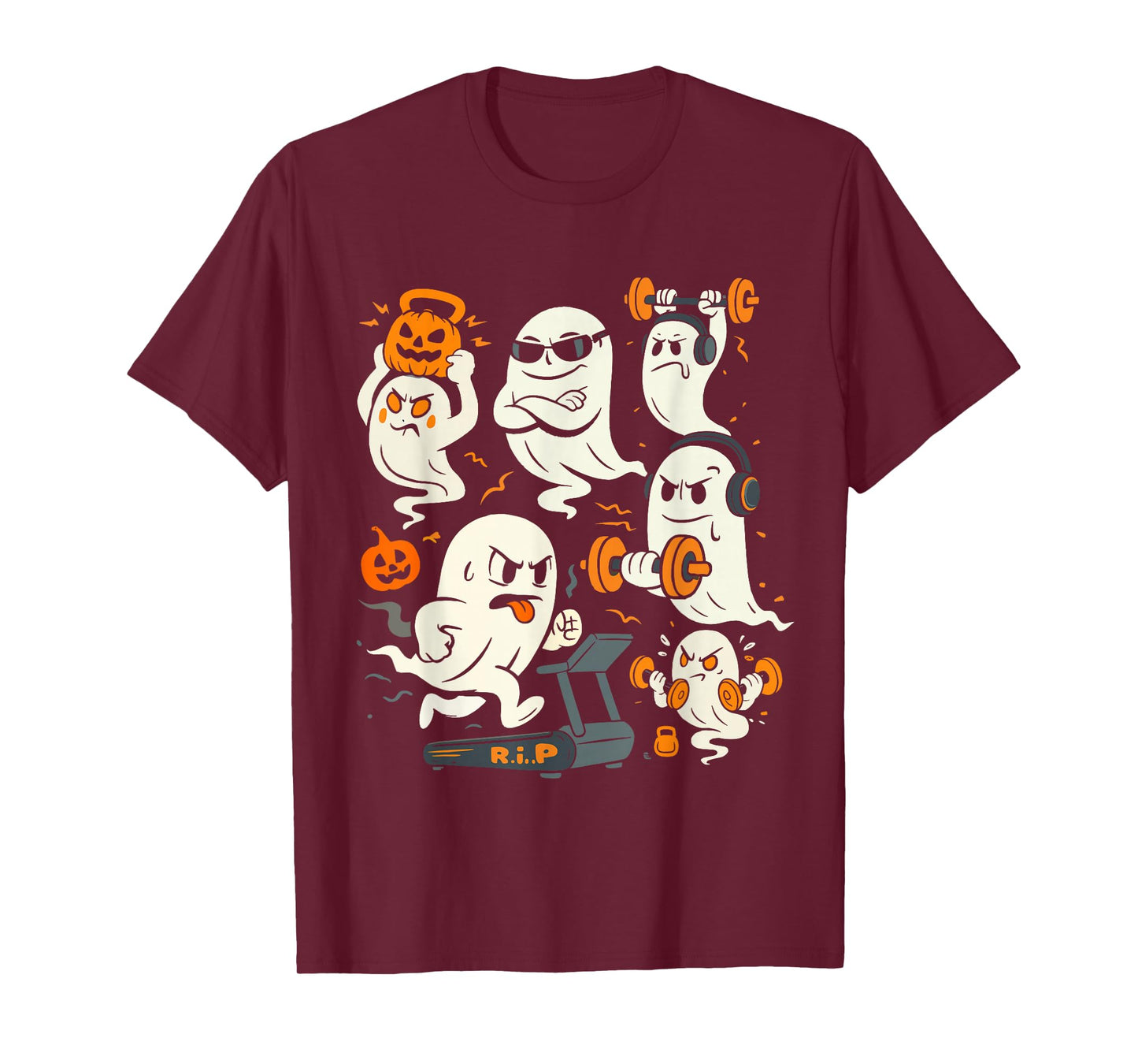 Ghost Gym Halloween Workout Fitness Weightlifting T-Shirt