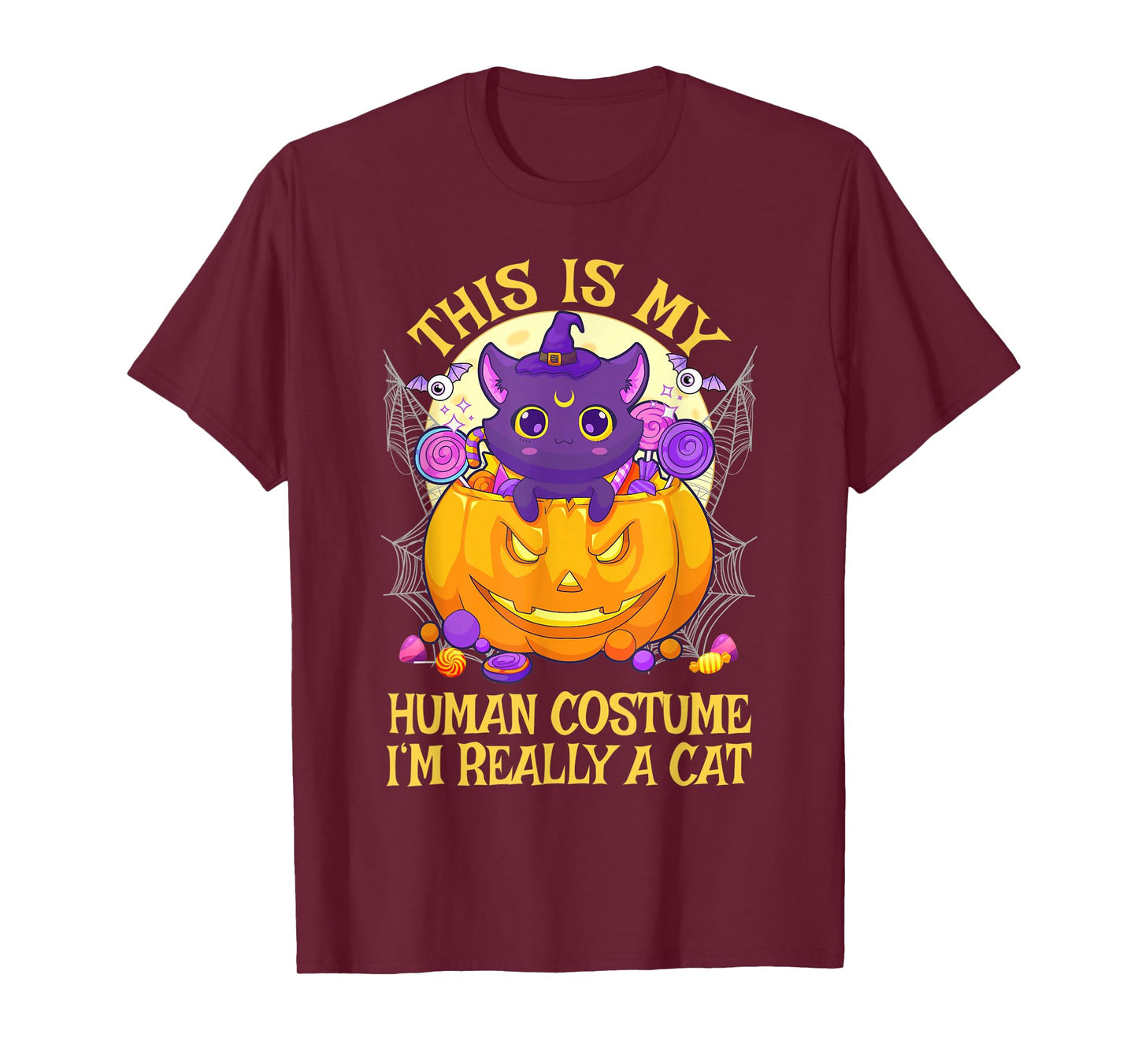 This Is My Human Costume I'm Really A Cat Cute Halloween T-Shirt