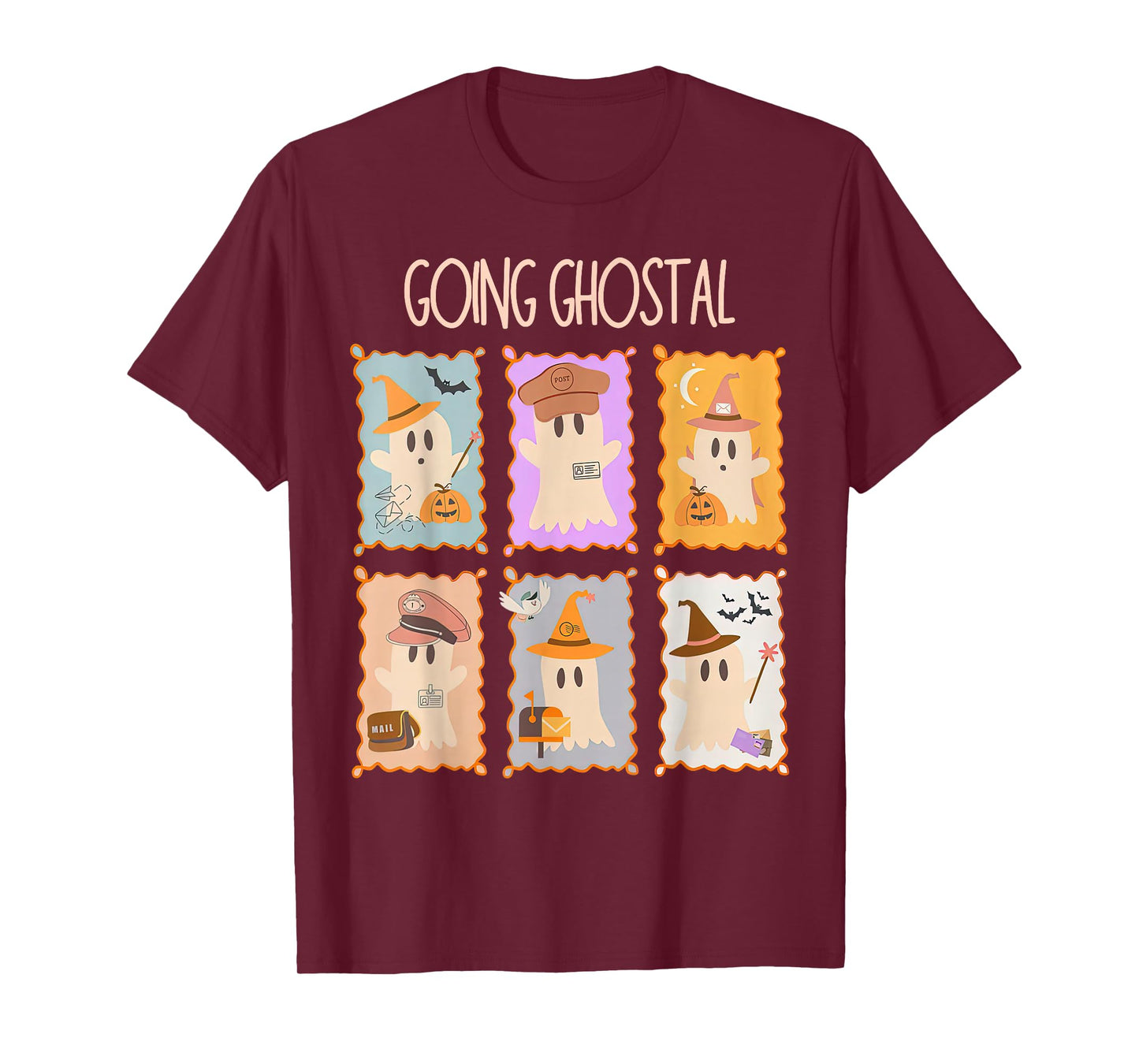Postal Service Stamp Ghost Halloween Mail Lady Postwoman T-Shirt