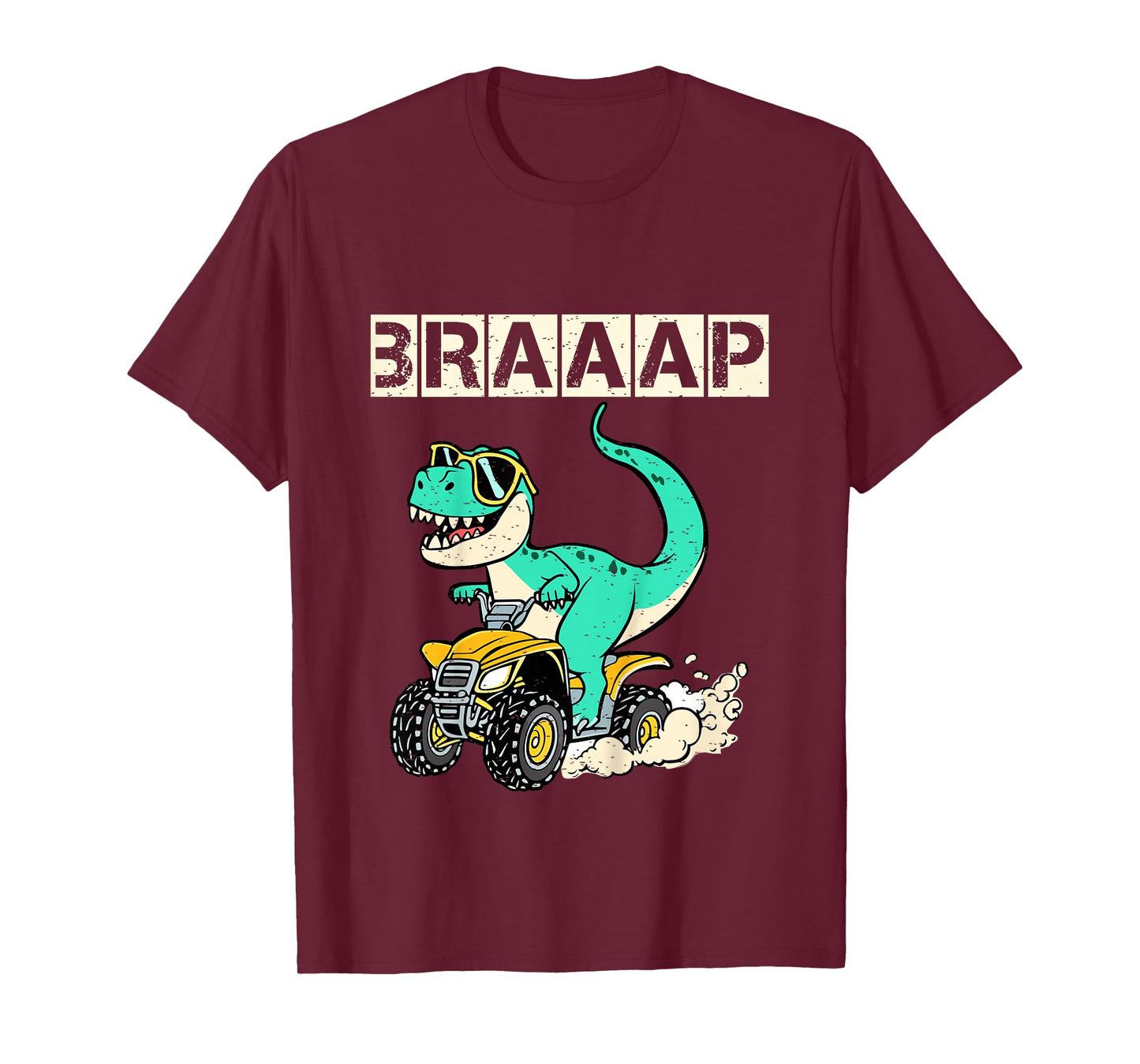 4 Wheeler Shirt Kids Toddler Boys T-rex Braaap Quad Riding T-Shirt