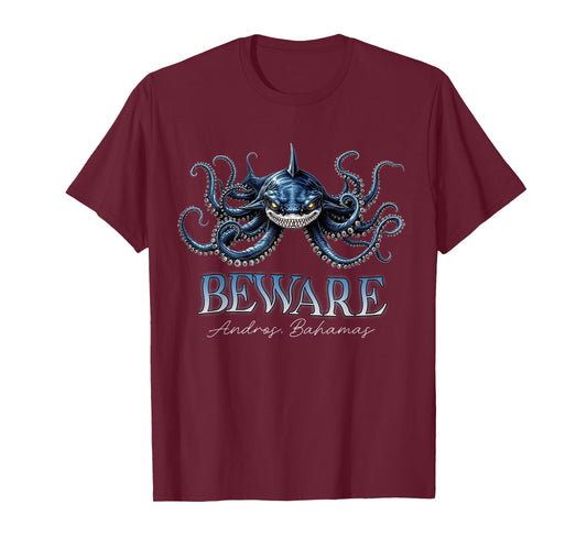 Cryptid Shark Octopus Sea Monster Blue Holes Andros Bahamas T-Shirt
