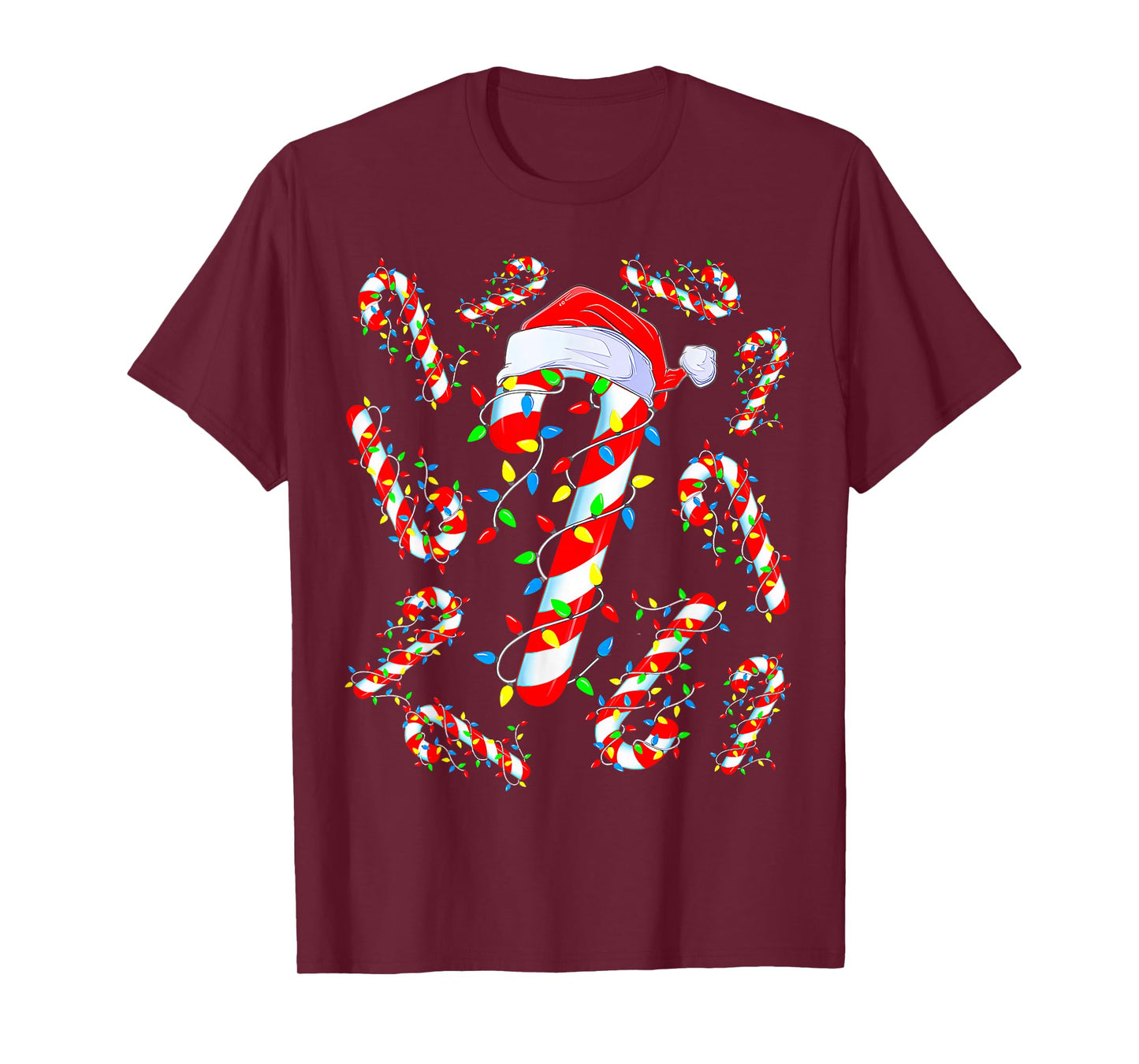 Candy Cane Crew Red and White Santa Funny Christmas Lights T-Shirt