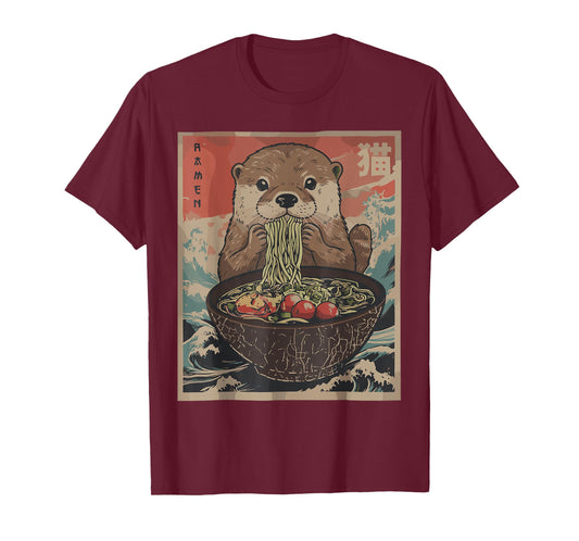 Funny Otter Ramen Kawaii Anime Japanese Graphic Women Men T-Shirt