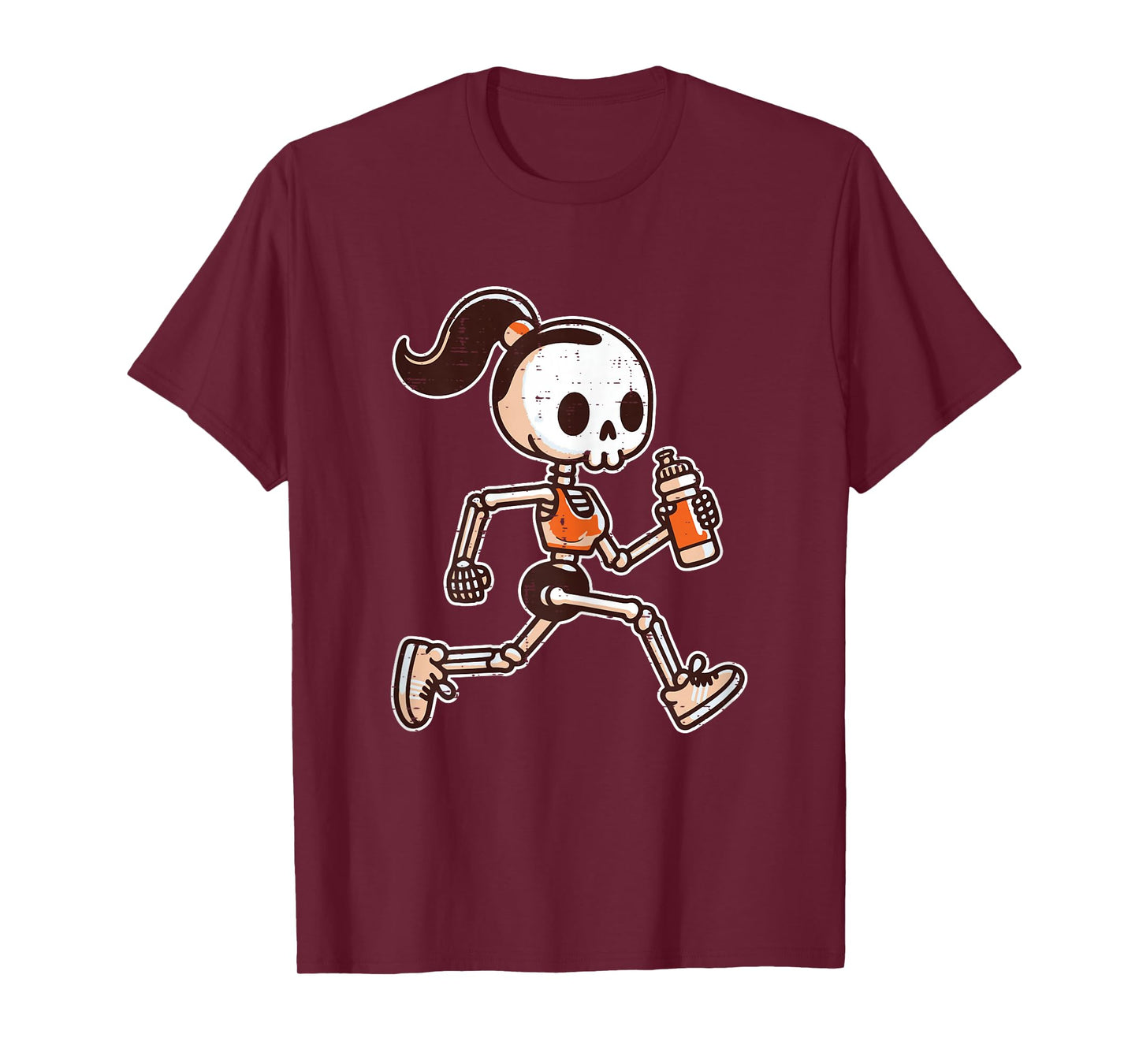 Halloween Skeleton Girl Running Costume Women Girls Kids T-Shirt