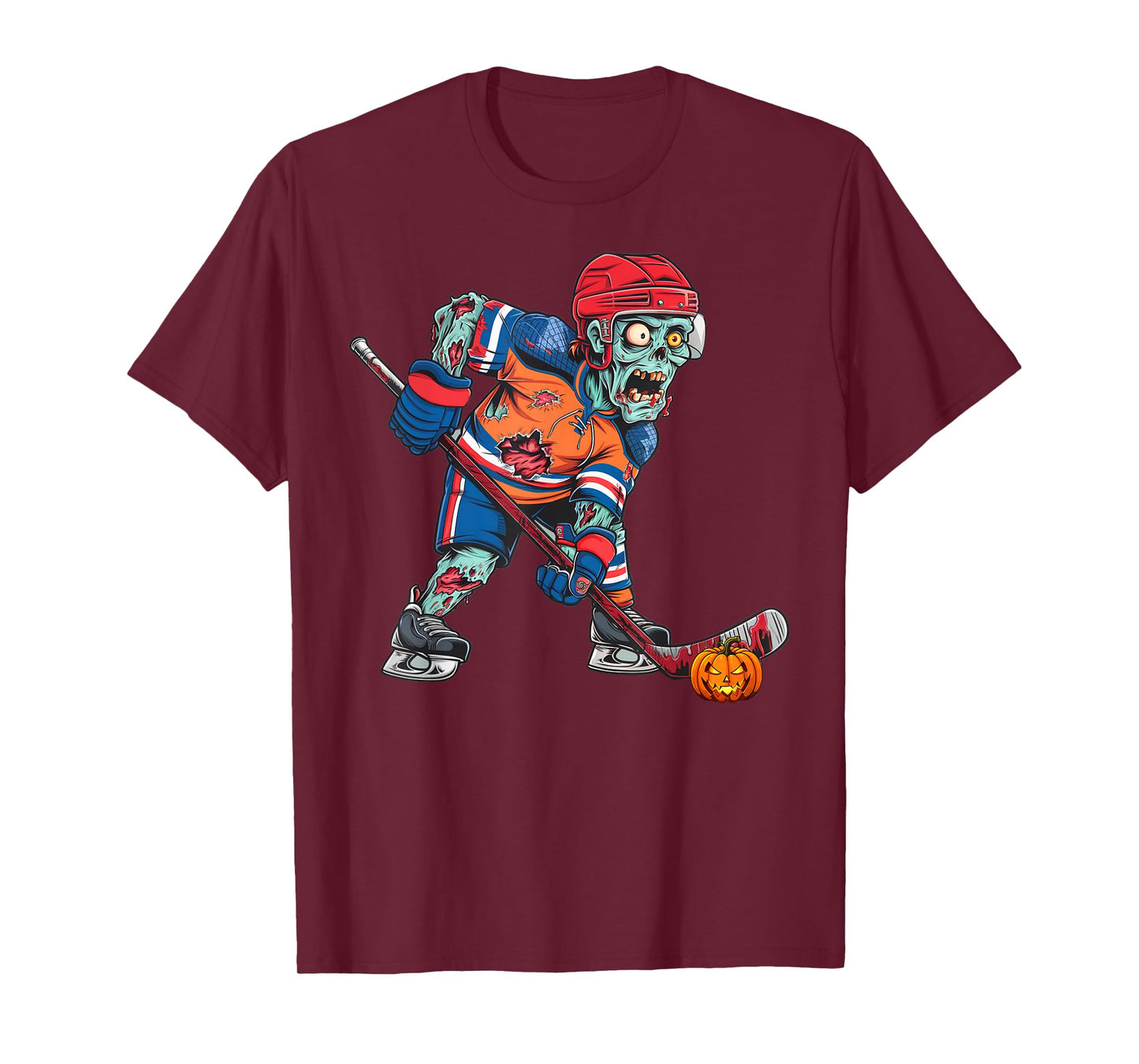 Zombie Ice Hockey Player Fun Halloween Costume Scary Creepy T-Shirt