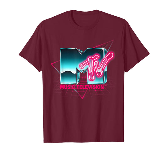 Mademark x MTV - Retro 80's Chrome Effect Neon Colors Vintage MTV T-Shirt