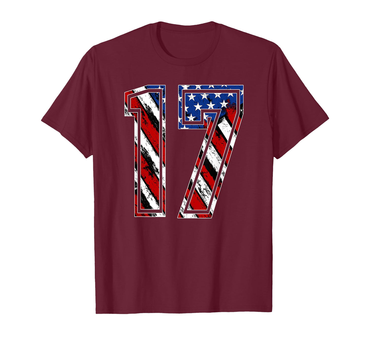 Number 17 Red White and Blue American Flag #17 Jersey Shirt T-Shirt