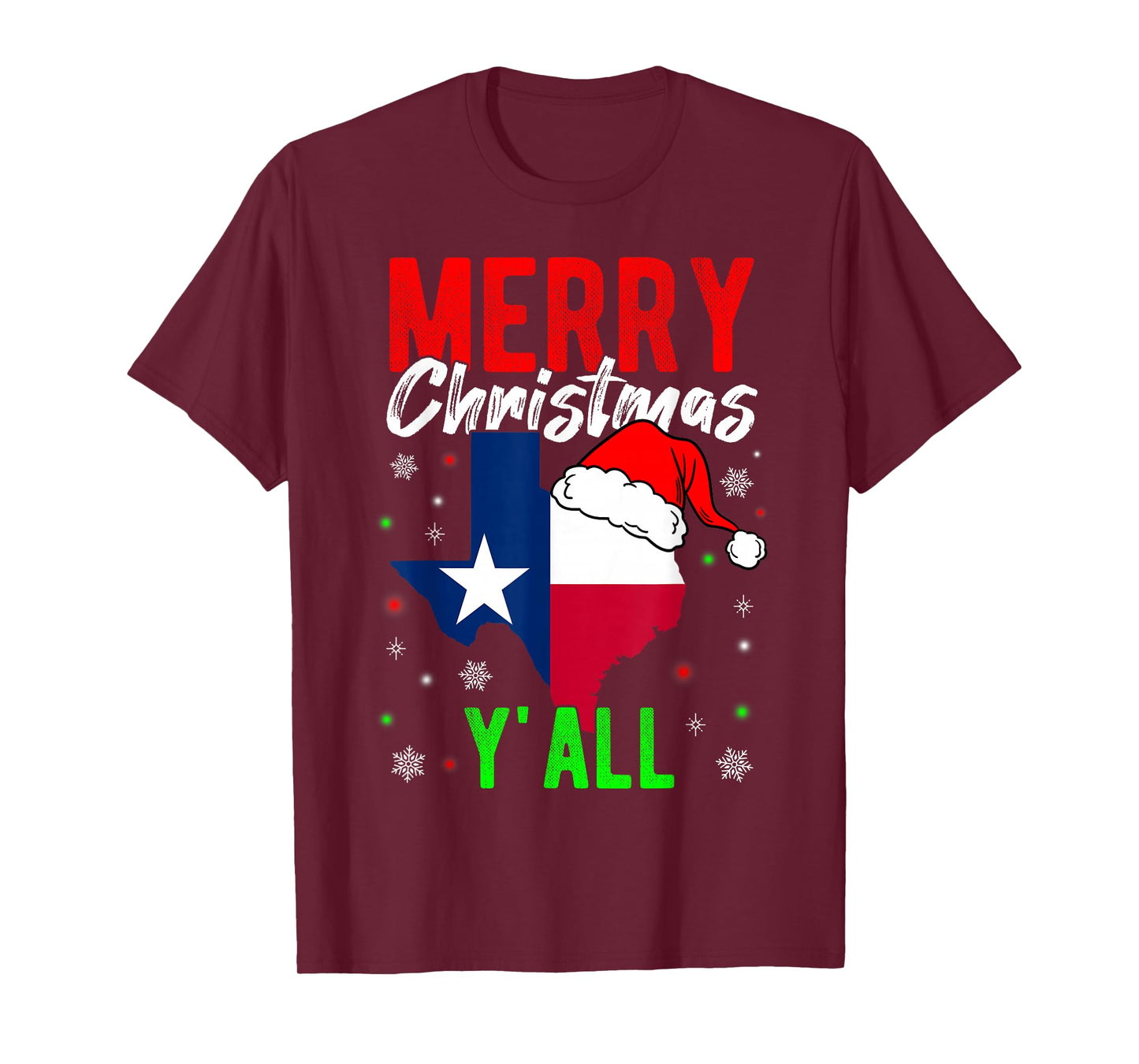 Merry Christmas Y'All Texas State Holiday Santa Claus Family T-Shirt