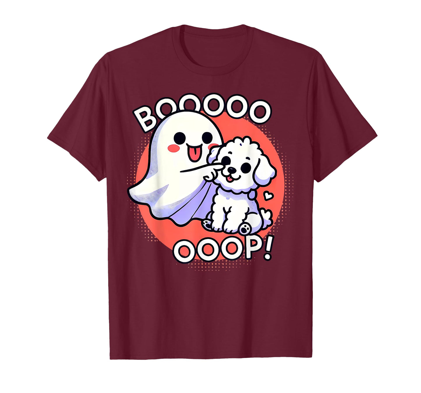 Funny Halloween Ghost Bichon Frise Dog Boop Puppy Humor Men Women Kids T-Shirt