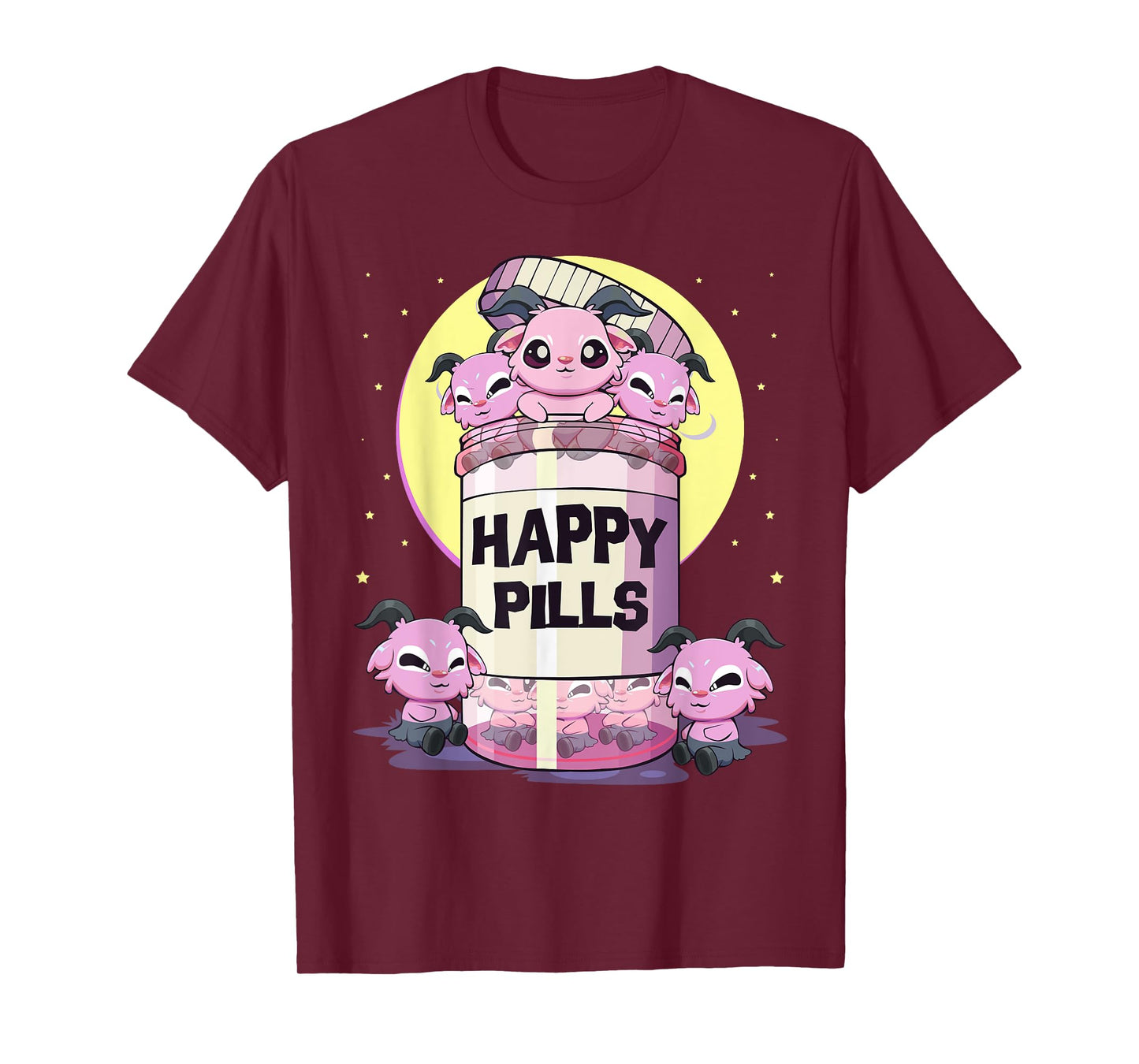 Pastel Goth Kawaii Cute Happy Pills Baphomet T-Shirt