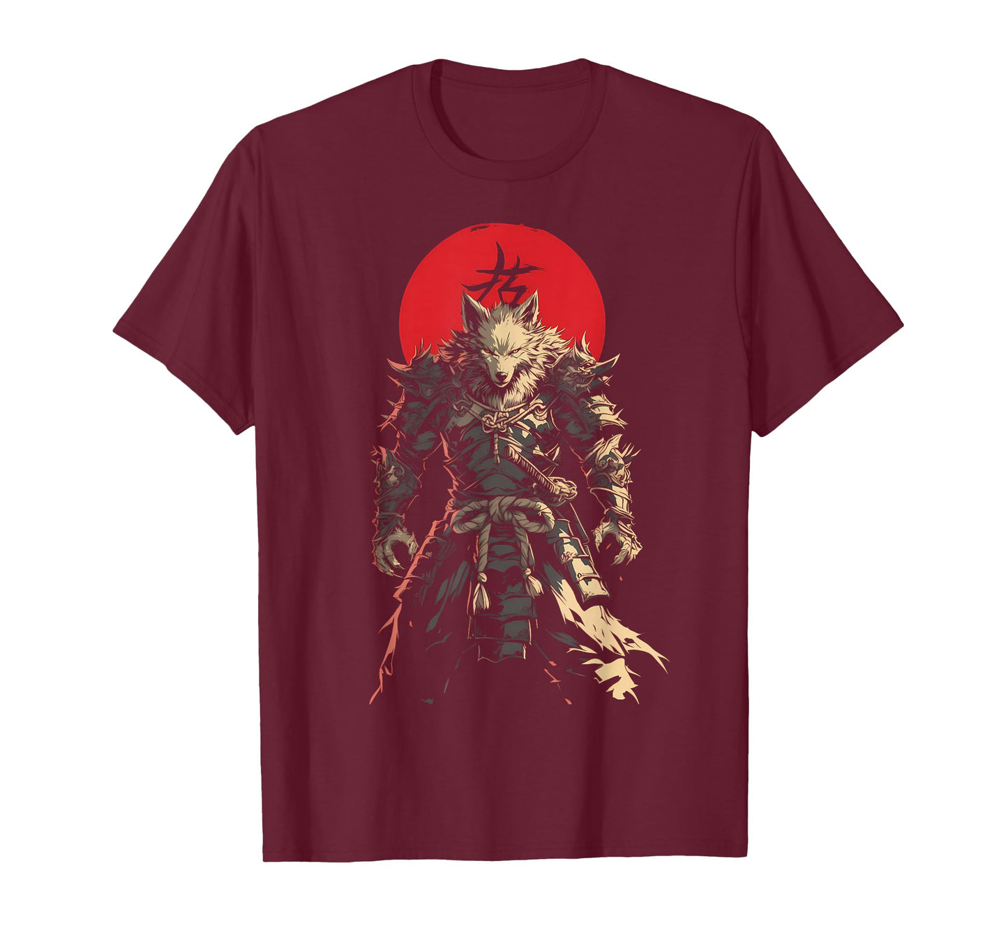 Japanese Samurai Wolf Kanji Samurai Warrior Wolf T-Shirt