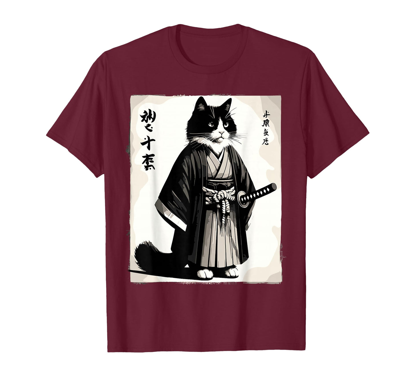 Samurai Cat Vintage Warrior Japanese Anime T-Shirt