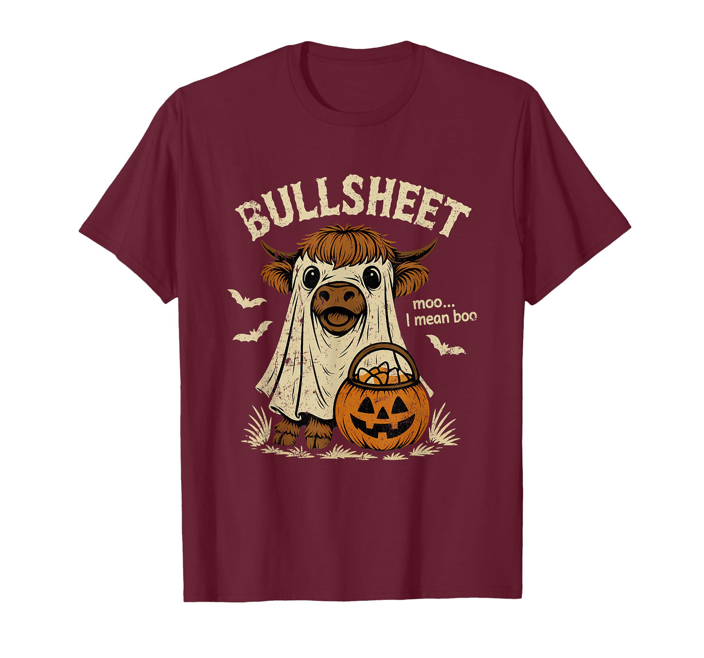 Bullsheet Funny Halloween Cow Costume Boo T-Shirt
