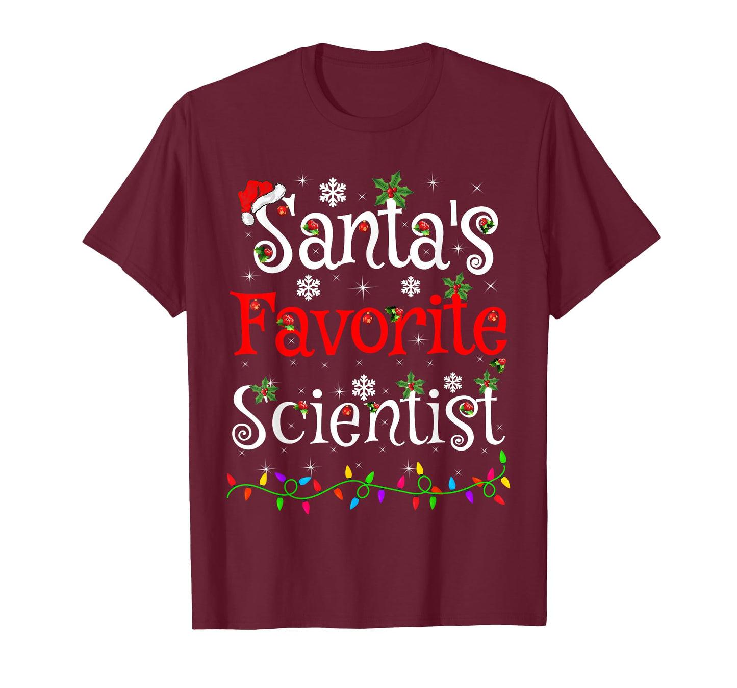 Santa Favorite Scientist Christmas Family Lights Funny Xmas T-Shirt
