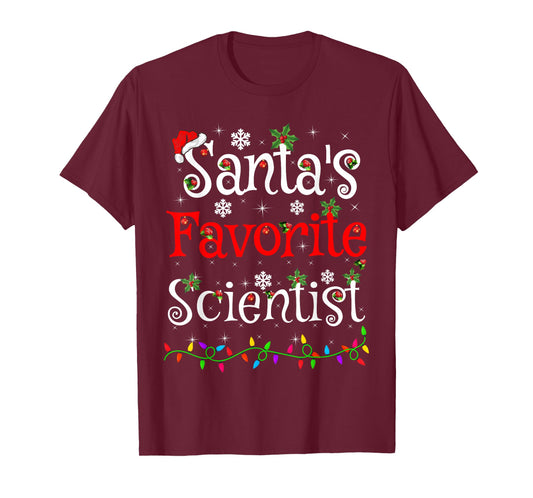 Santa Favorite Scientist Christmas Family Lights Funny Xmas T-Shirt
