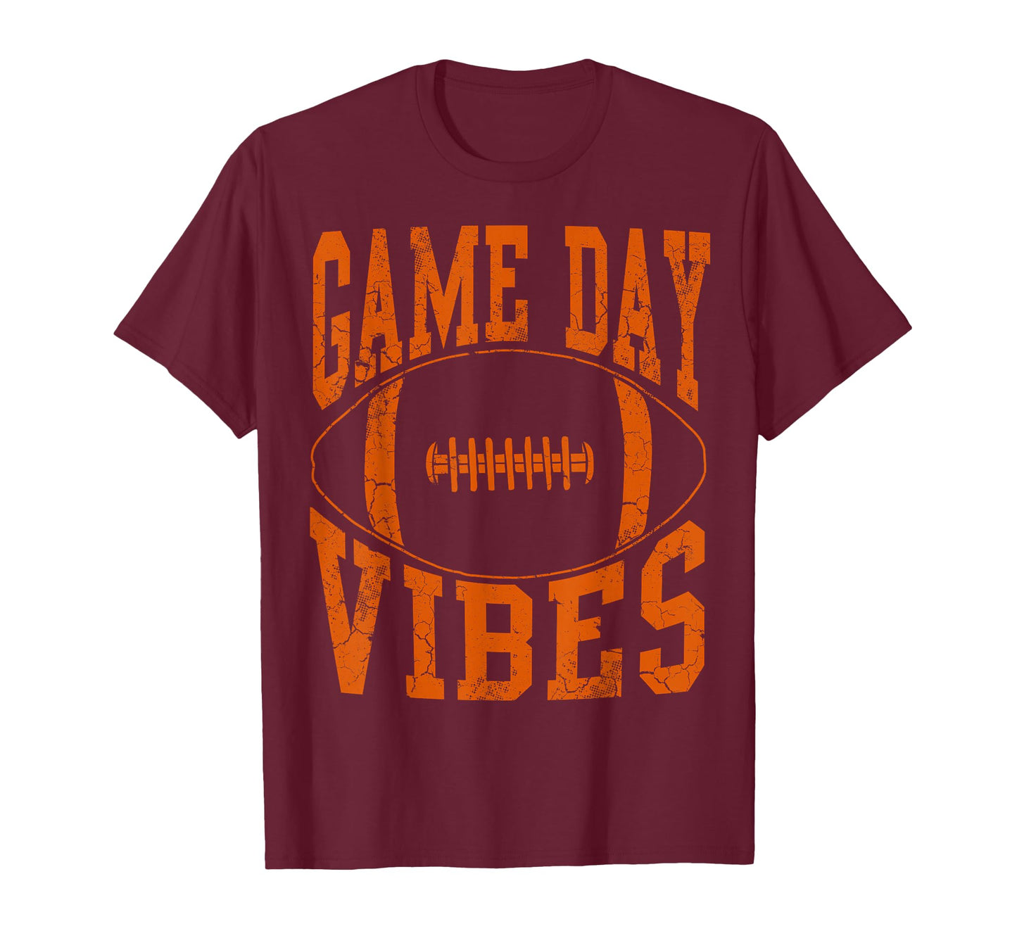 Game Day Vibes Orange Football Vintage Distressed T-Shirt