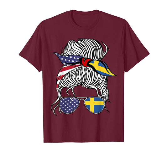 American Swedish Patriot Flag Women Girl Sweden Grown T-Shirt