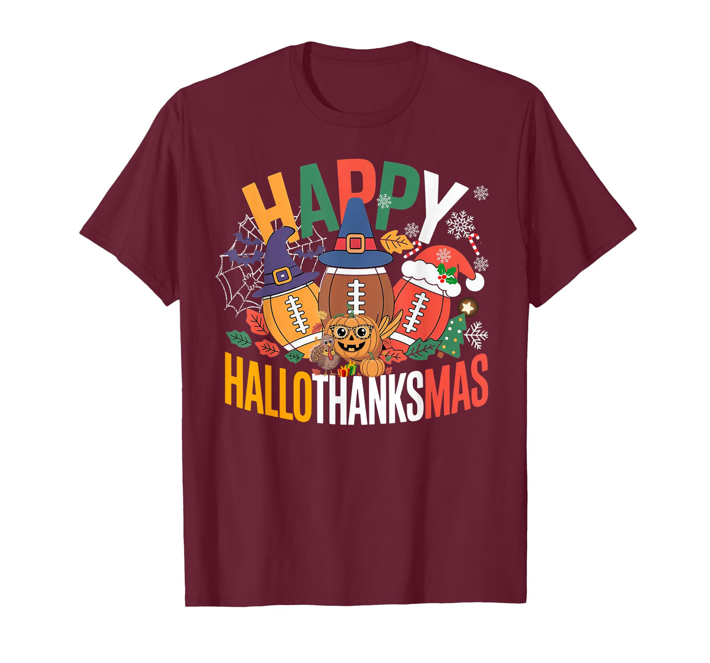 Funny Football HalloThanksMas Spooky T-Shirt