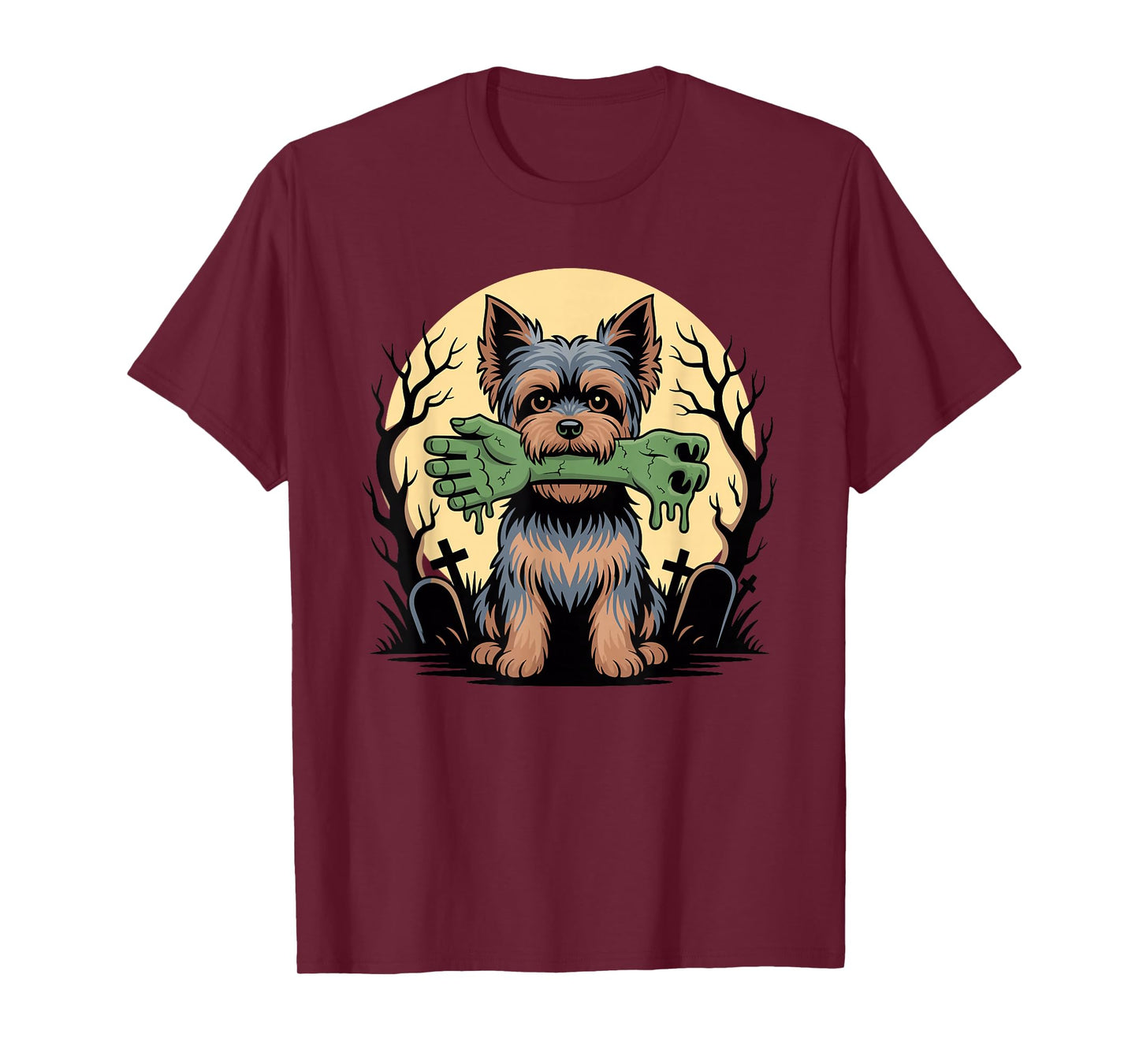 Halloween Moon Zombie Hand Yorkshire Terrier Terriers Yorkie T-Shirt