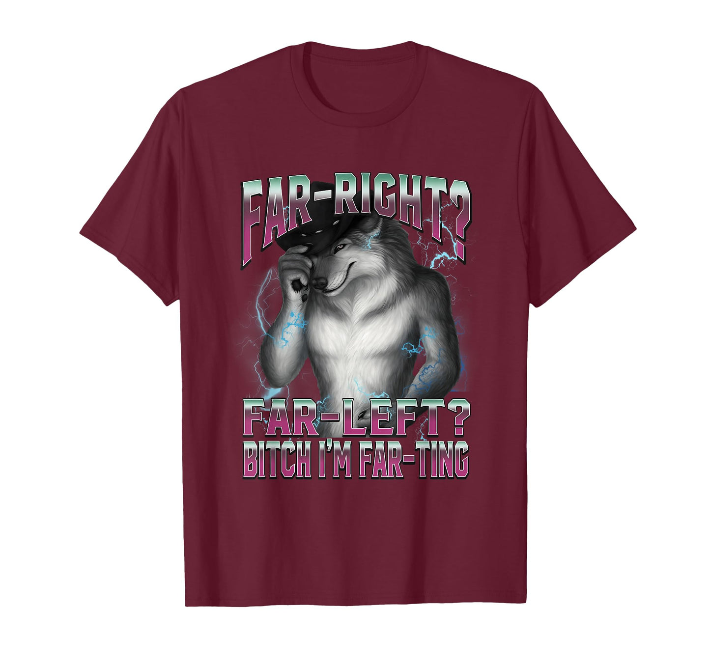 Far-right Far-left I'm Farting Alpha Wolf Unhinged Meme T-Shirt