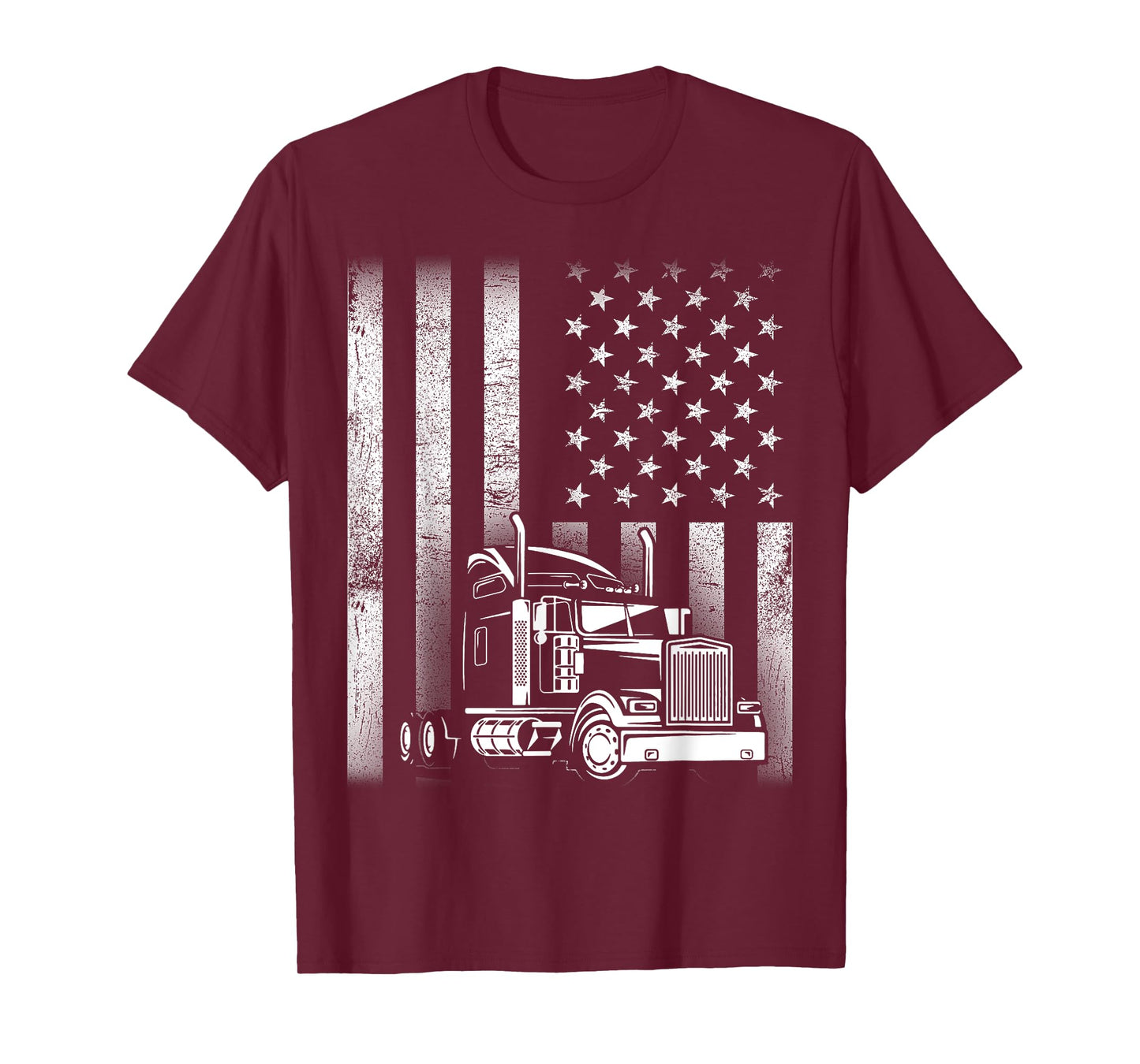 Semi Truck Driver 18 Wheeler Trucker Cool US American Flag T-Shirt
