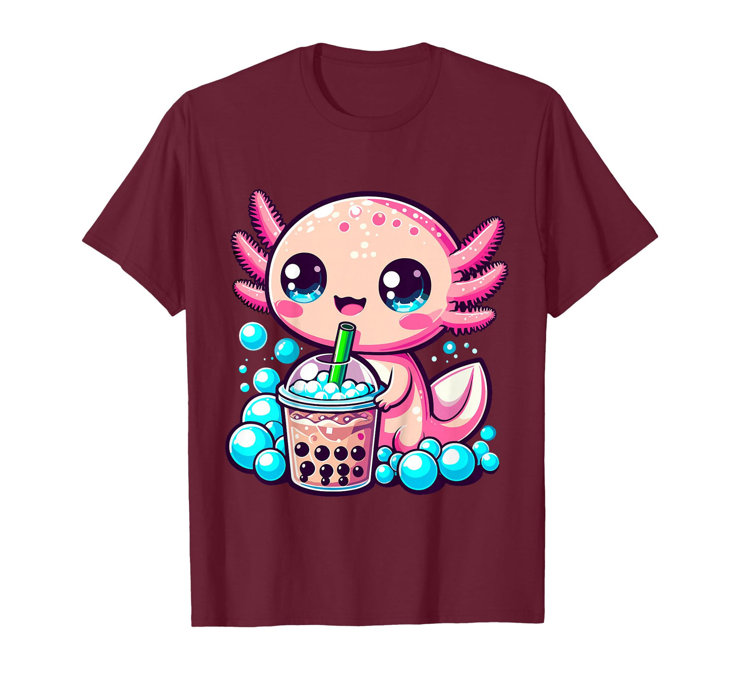 Kids Axolotl Bubble Boba Tea Anime Cut Kawaii Axolotl T-Shirt