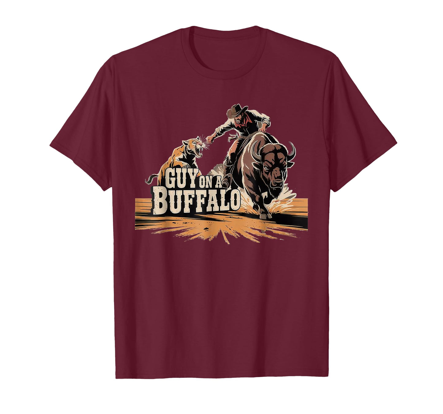 Funny Guy On A Buffalo Western Style T-Shirt