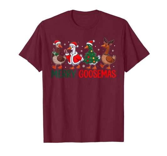 Merry Goosemas Christmas Goose Funny Xmas Family Men Women T-Shirt