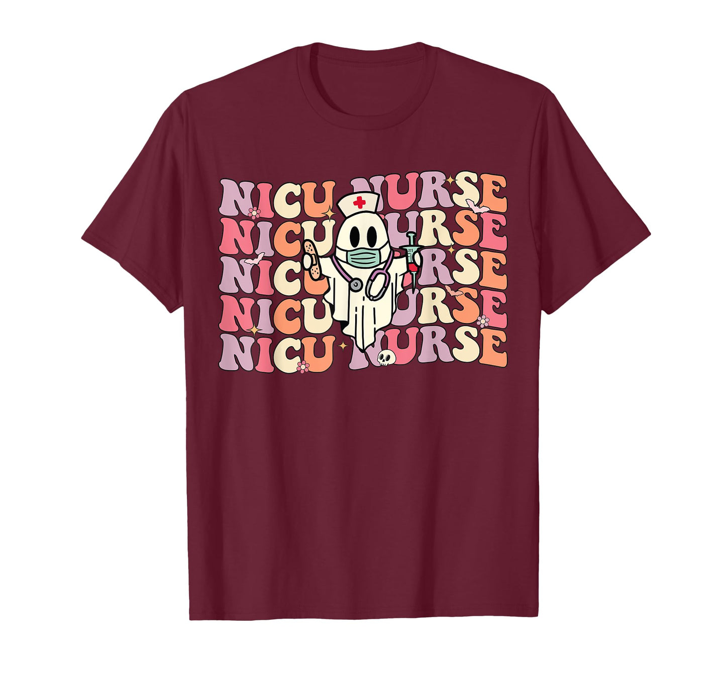 Groovy NICU Nurse Halloween Ghost Costume Neonatal Nurse T-Shirt