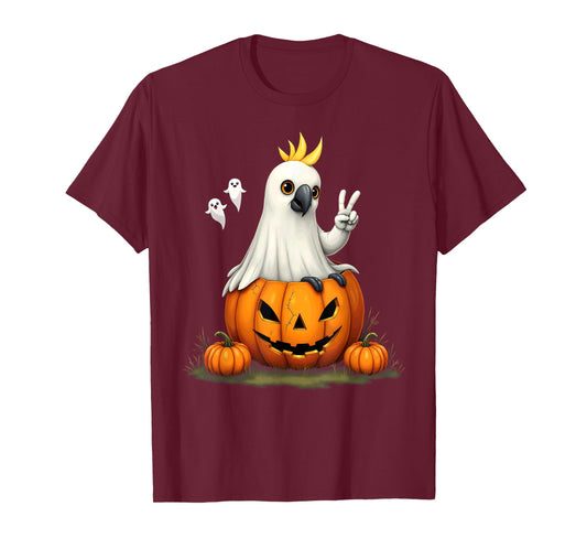Pumpkin Boo Ghost Cockatoo Halloween Costume T-Shirt