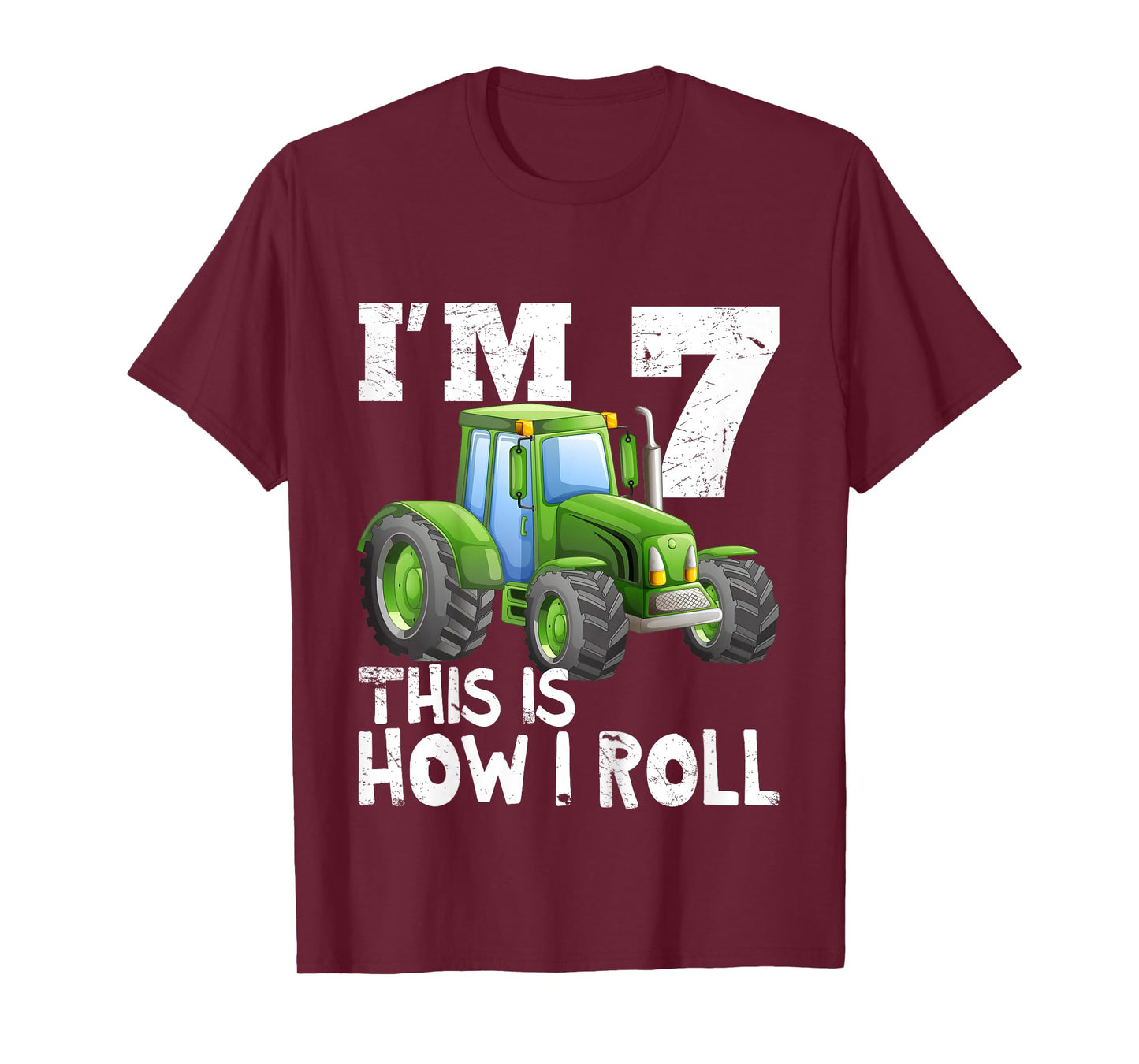 Kids Farm Tractor 7th Birthday Party Shirt 7 Years Old T-Shirt