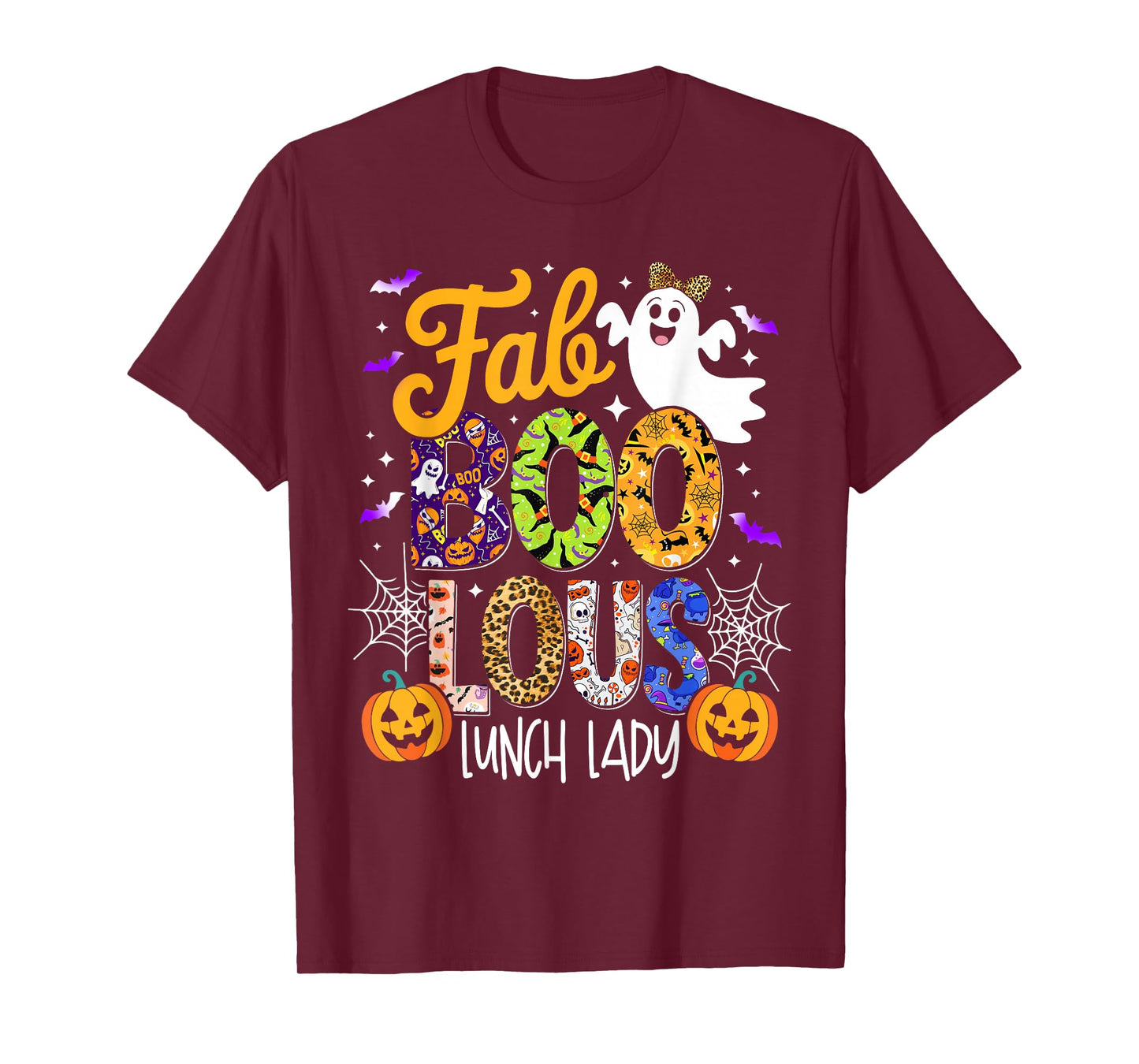 Fab Boo Lous Lunch Lady Faboolous Halloween Pumpkin Ghost T-Shirt