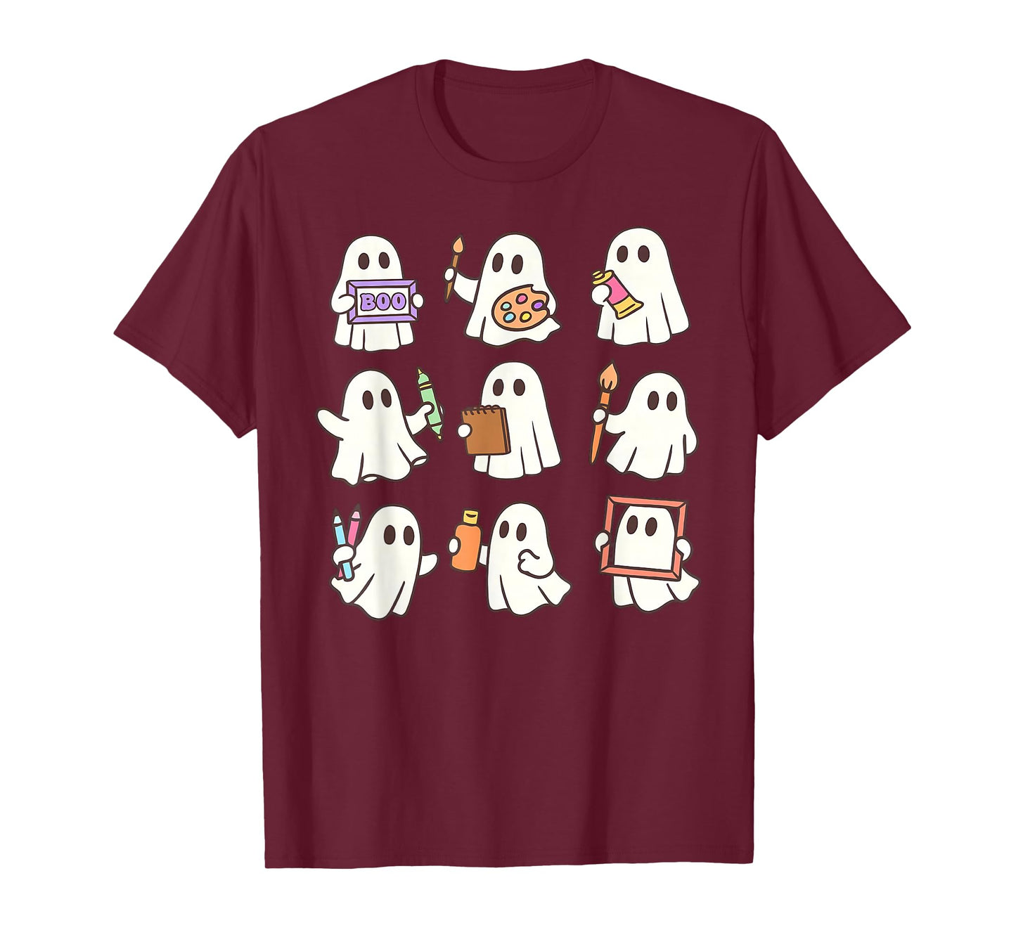 Art Teacher Ghost Halloween Artists Painter Teacher Spooky T-Shirt