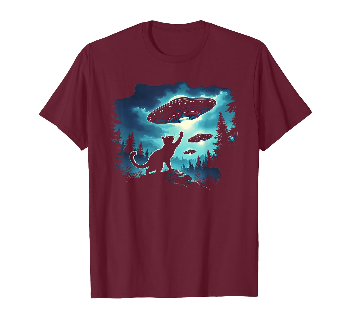 Alien Cat Playing With Ufo T-Shirt