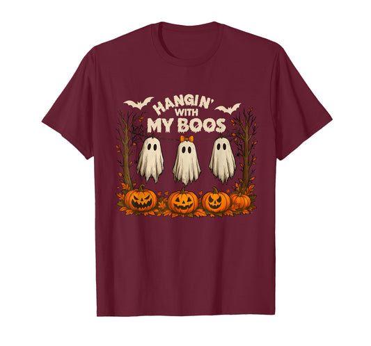 Funny Retro Hanging With My Boos Ghosts Halloween Autumn T-Shirt