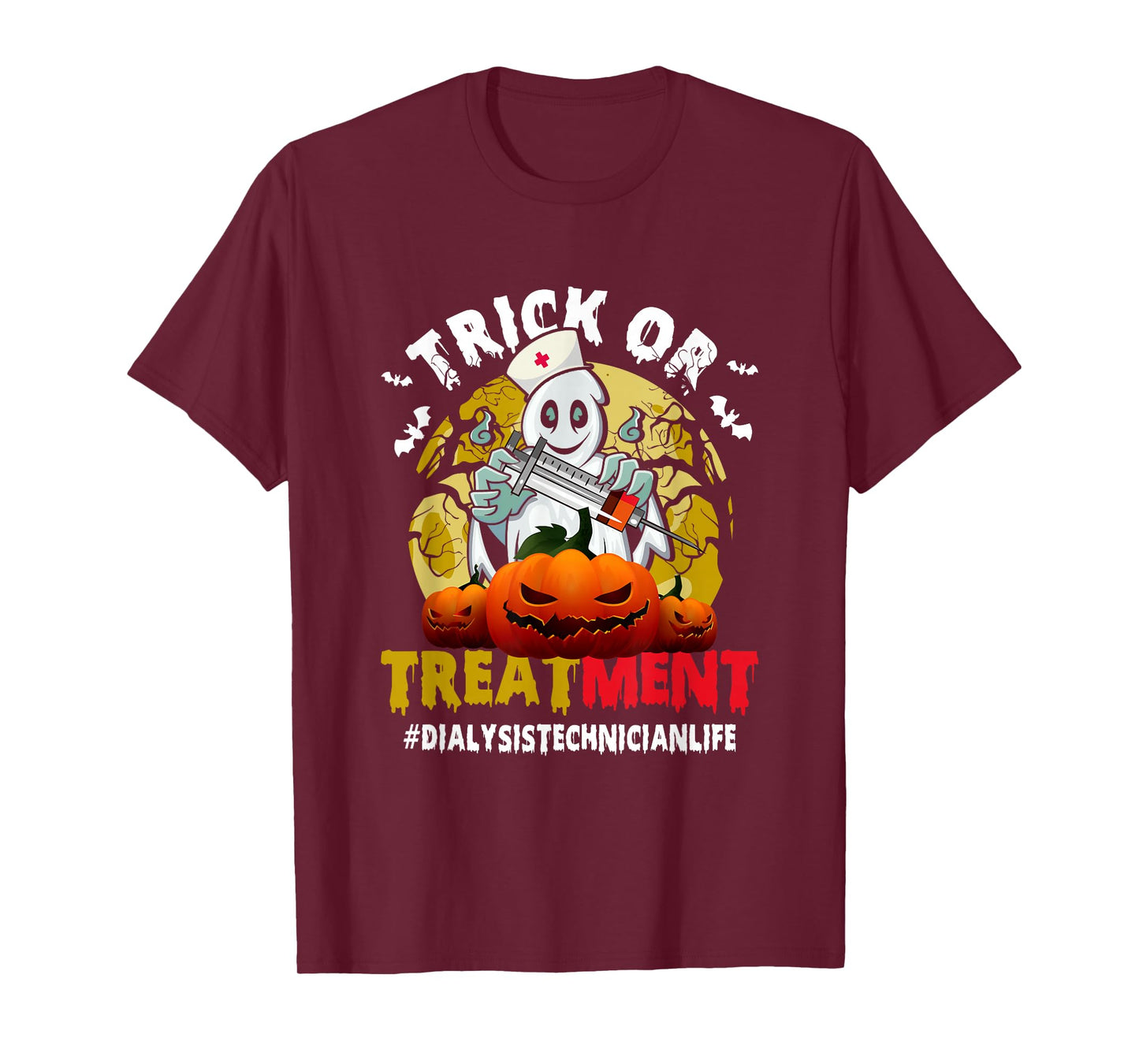 Trick Or Treatment Ghost Dialysis Technician Life Halloween T-Shirt