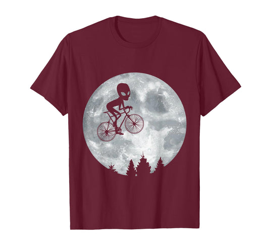 ALIEN Riding Moon Bike Halloween Lunar Cycling Cyclist T-Shirt