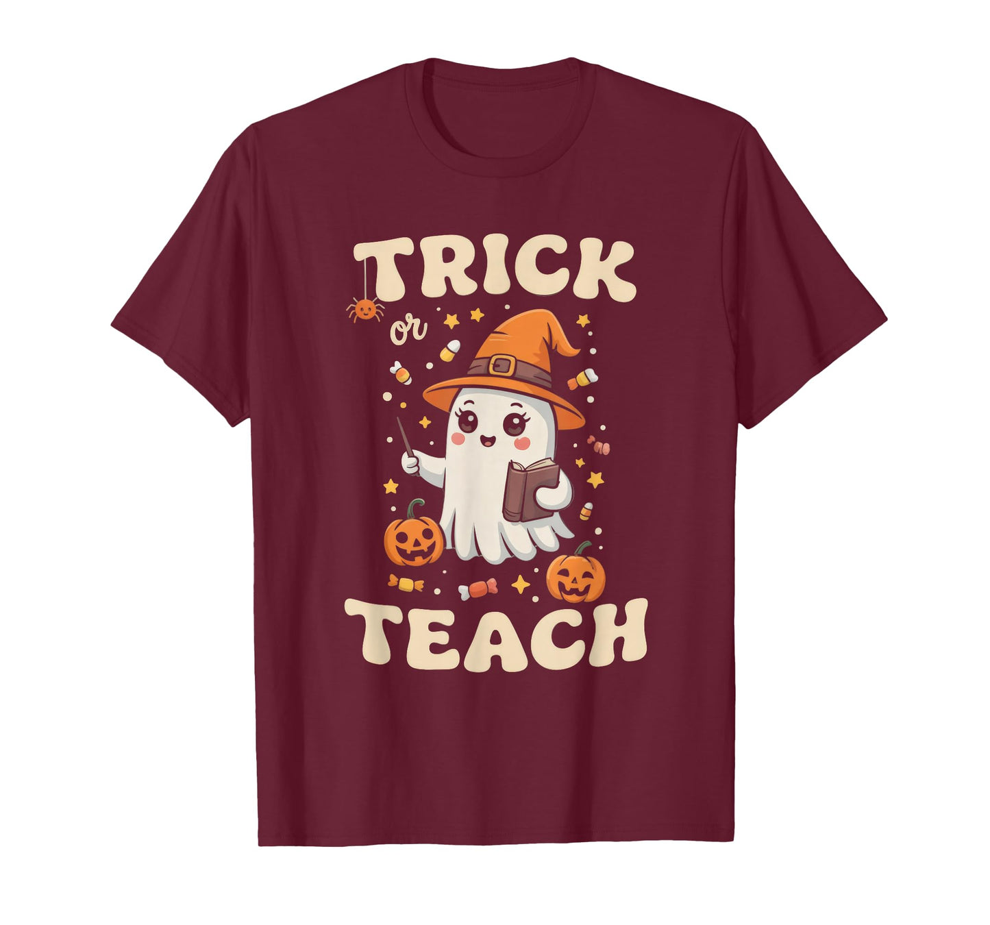 Halloween Teacher Shirts Women School Trick Or Teach Groovy T-Shirt
