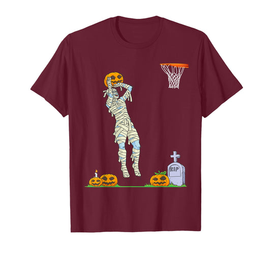 Funny Mummy Basketball Halloween Pumpkin T-Shirt
