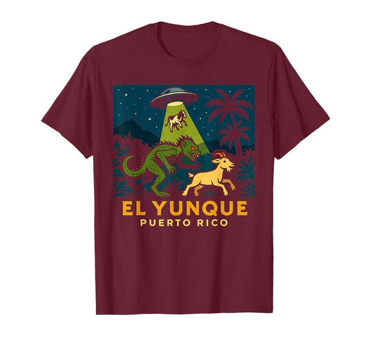 El Yunque Puerto Rico Chupacabra UFO Cow Abduction Jungle De T-Shirt