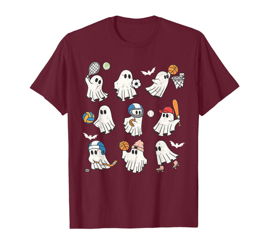 Funny PE Teacher Ghost Sports Halloween T-Shirt