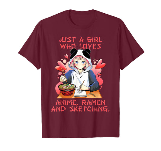 Just A Girl Who Loves Anime Ramen And Sketching Japan Girls T-Shirt