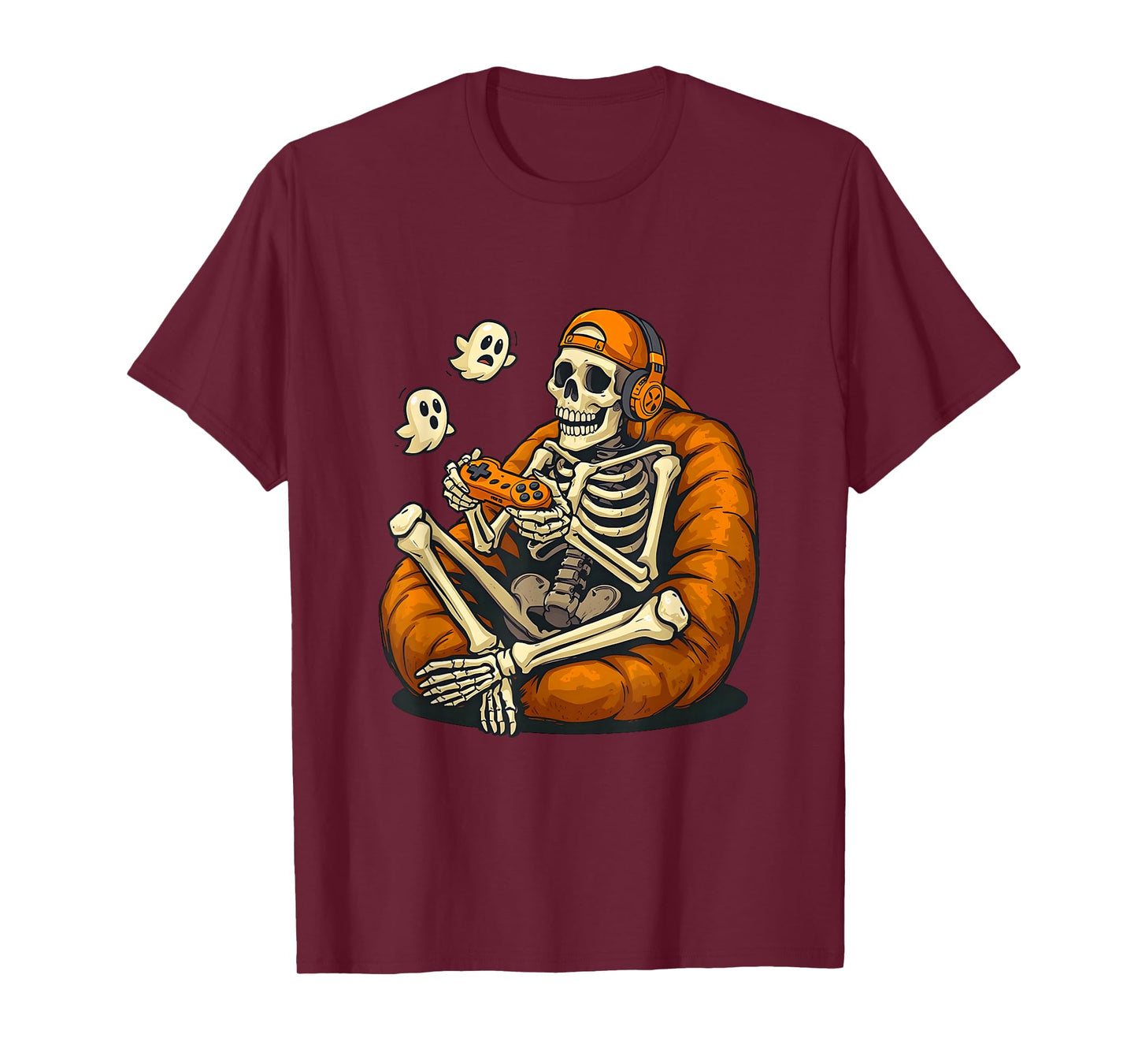 Halloween Skeleton Gamer Video Gaming Boys Men Kids Tees T-Shirt