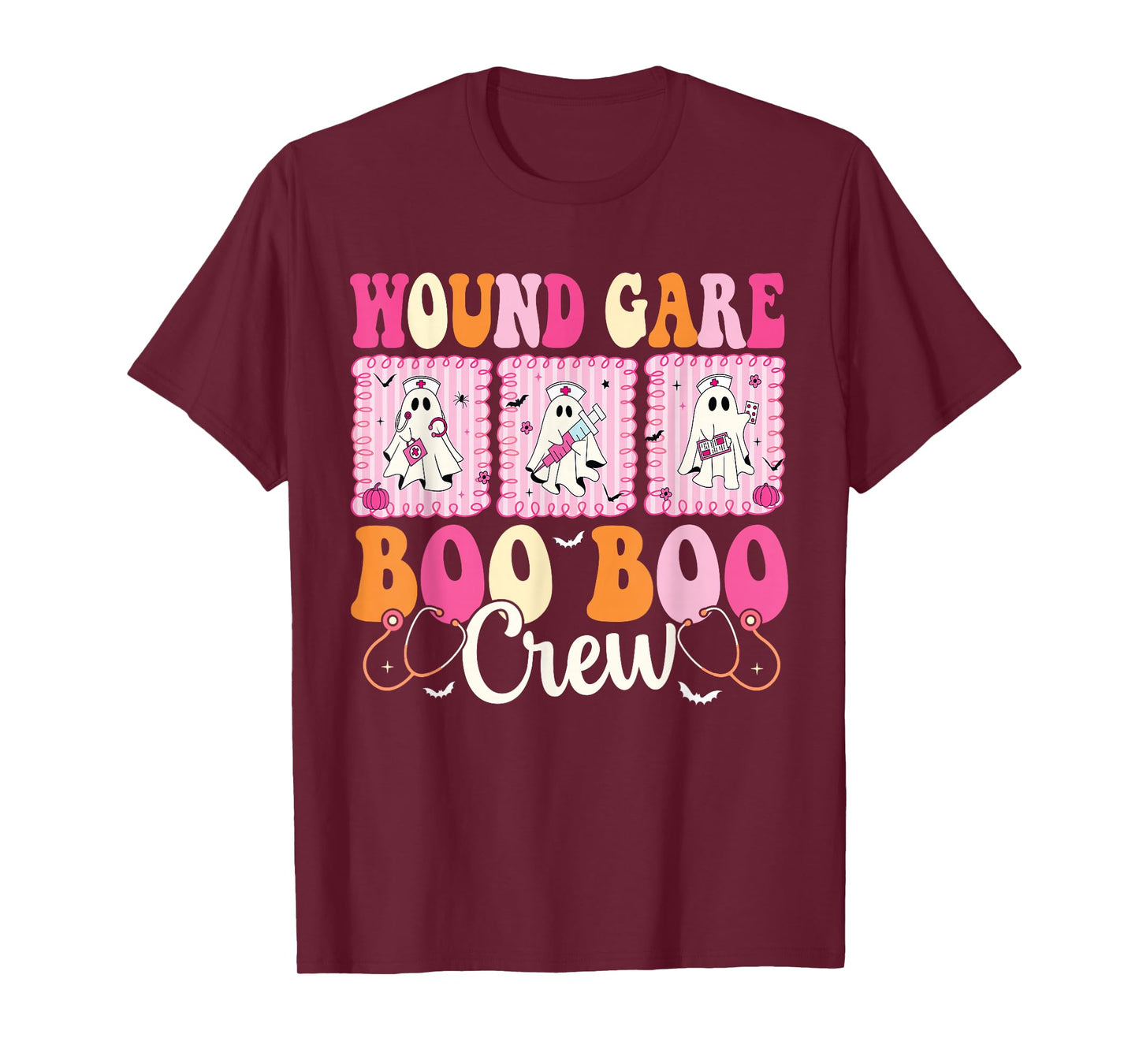 Wound Care Nurse Boo Boo Crew Ghost Nurse Halloween Costume T-Shirt