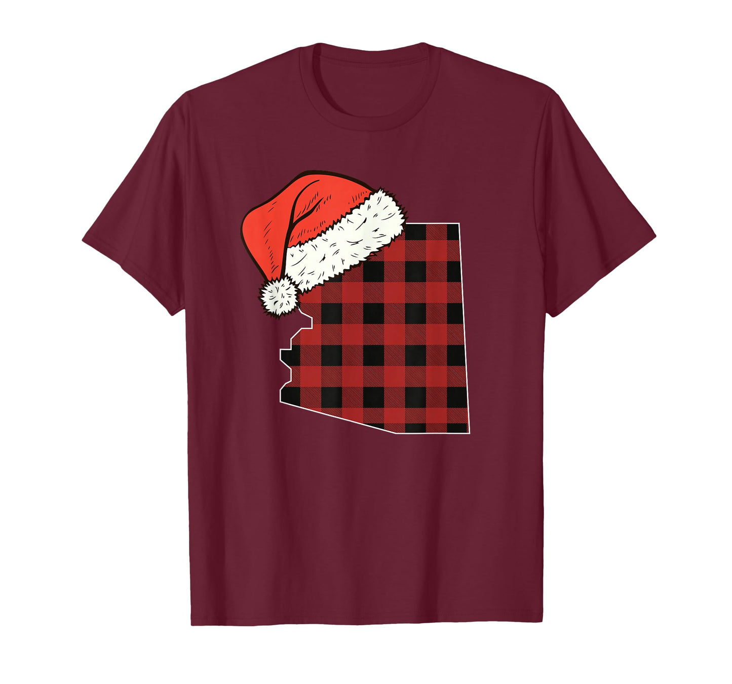Arizona Plaid Christmas Santa Hat Holiday Matching Design T-Shirt