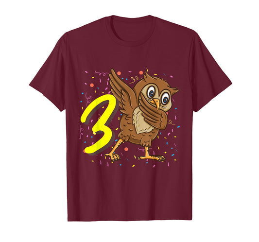 3 Year Old Owl Bird Birthday T-Shirt