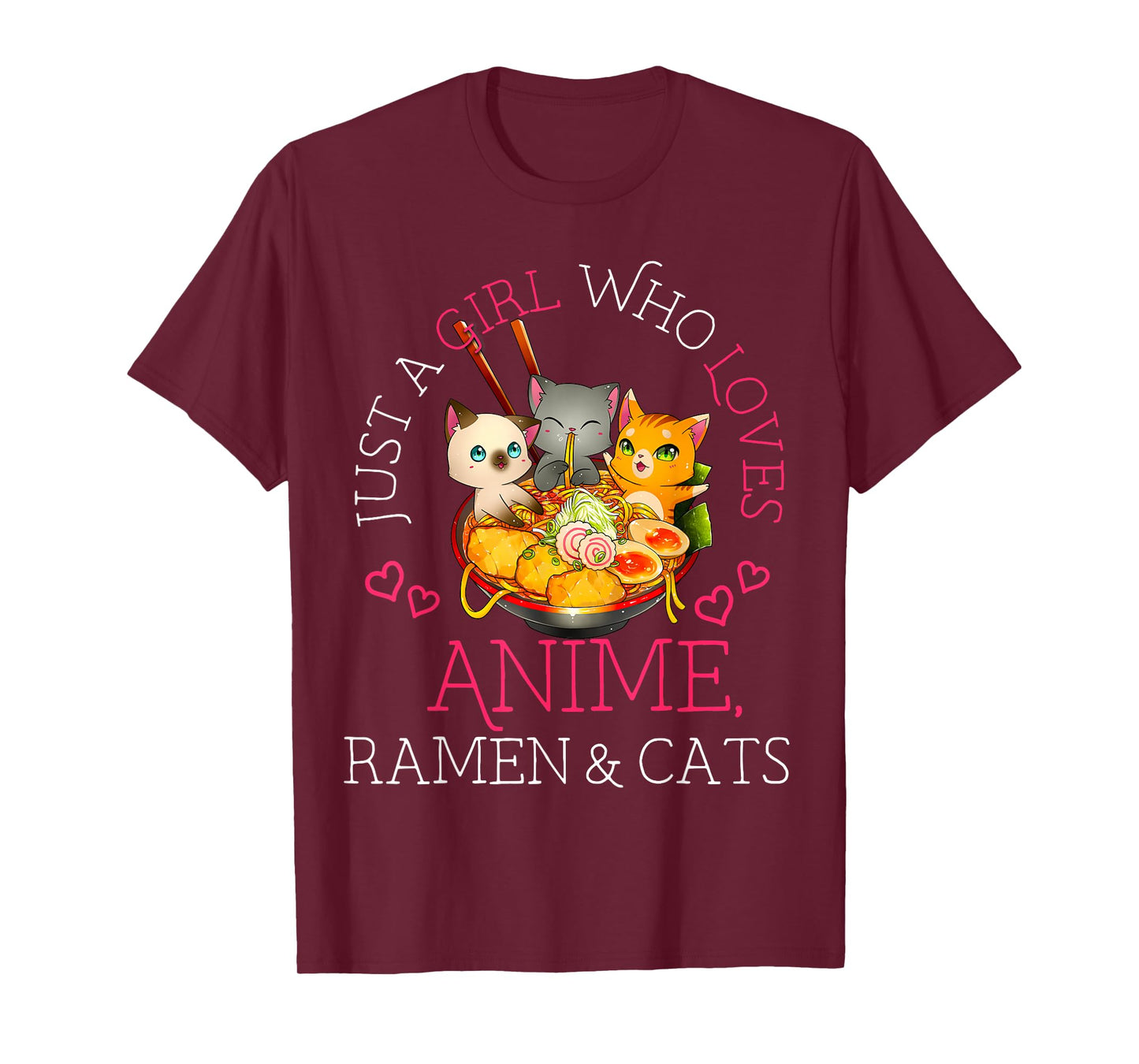 Just a Girl Anime Ramen and Cats Gift Manga T-Shirt
